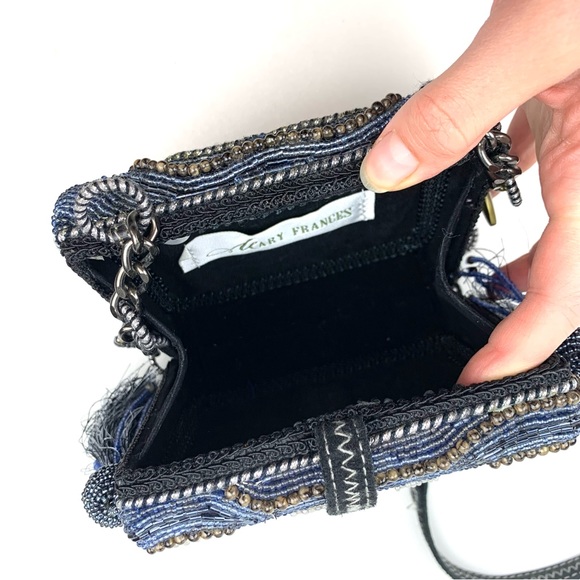 Mary Frances Bag Beaded mini evening purse blue tassel clutch art to wear - Picture 9 of 13